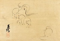 Six White Rats (mid to late 19th century) print in high resolution by Shibata Zeshin. Original from the Los Angeles County Museum of Art. 