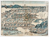 Sketch of the Kabuki Theatre District in Saruwakamachi (1842) print in high resolution by Keisai Eisen. Original from Los Angeles County Museum of Art. 