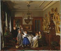 The Contest for the Bouquet: The Family of Robert Gordon in Their New York Dining-Room by Seymour Joseph Guy