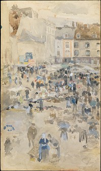 Variations in Violet and Grey—Market Place, Dieppe by James McNeill Whistler