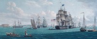 The U. S. Ship Franklin, with a View of the Bay of New York by Thomas Thompson