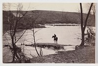 View of Mounted Soldier? Watering his Horse in Bull Run, Blackburn's Ford, Virginia