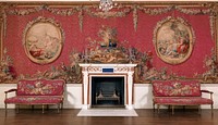 Chimneypiece from the Tapestry Room from Croome Court, Lapis lazuli tablet provided by Joseph Wilton