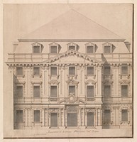 View of a Theater (Bayreuth):  Exterior Elevation of the Facade; Central Portal Surmounted by Royal Crown