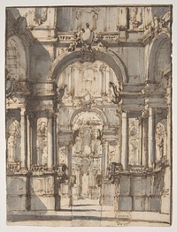 Design for a Stage Set (recto); Fragmentary Sketch of a Stage Set in Elevation (verso)