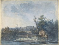 Figures on a Country Road by Louis Gabriel Moreau