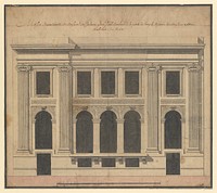 Façade of the Hôtel de Chavannes, Paris (recto); Plan of a Circular Room (verso) by Pierre Louis Moreau Desproux