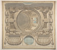 Architectural Design for a Ceiling with a Dome by Flaminio Innocenzo Minozzi