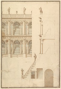 Details of Theatre Interior: Interior Elevation of Corridor and Sections, Workshop of Giuseppe Galli Bibiena