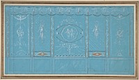 Design for a Decorated Wall with Grottesque over Blue Background