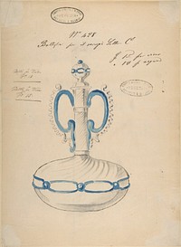 One of Twenty-Three Sheets of Drawings of Glassware (Mirrors, Chandeliers, Goblets, etc.)