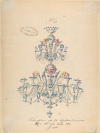 One of Twenty-Three Sheets of Drawings of Glassware (Mirrors, Chandeliers, Goblets, etc.)