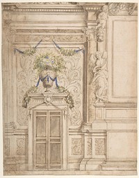 Part of the Wall Decoration for a Church, Doorway at Left, 1/2 Altarpiece at Right