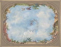 Design for Trompe l'Oeil Stairway Ceiling, Hôtel Hope by Jules Lachaise and Eugène Pierre Gourdet