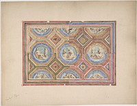 Design for Coffered Ceiling in Four Alternate Color Schemes, Empress Eugenie's Hotel by Jules Lachaise and Eugène Pierre Gourdet