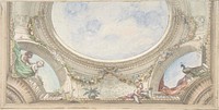 Design for Trompe L'Oeil Ceiling for Dining Room, Hôtel de Trévise by Jules Lachaise and Eugène Pierre Gourdet