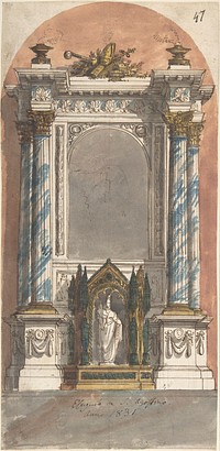 Design for an Altar with a Statue of the Virgin and Child., Anonymous, Italian, 19th century