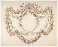 Floral Swags Framing an Empty Oval