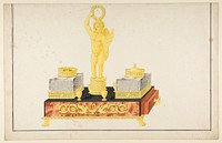 Design for a Pen and Ink Stand with a Cupid and Two Ink Wells, Anonymous, French, 19th century