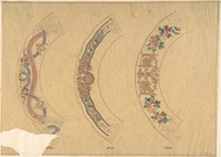 Three Designs for Plate Borders (recto); Three Designs for Plate Borders (verso), Anonymous, French, 19th century