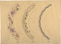 Three Designs for Plate Borders, Anonymous, French, 19th century