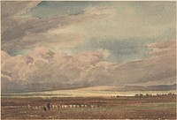 Salisbury Plain with Old Sarum in the Distance, Wiltshire by William Turner of Oxford