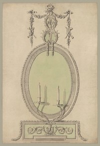 Two Designs for an Overmantel Glass (Verso: Partial Floor plan) by Sir William Chambers