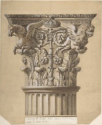 The British Order: Elevation of a Capital and Part of the Fluted Shaft by James Adam (British, Edinburgh, Scotland 1732–1794 London)