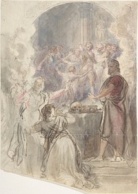 Scene from "My Aunt Margaret's Mirror" (Keepsake Story by Sir Walter Scott) by John William Wright