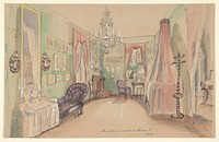 Drawing of an Interior: Bedroom by Anonymous, French, 19th century