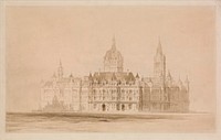 Competition Drawing for the Manchester Town Hall by Thomas Allom