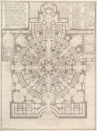 Plan of a spacious and magnificent College designed after the ancient gymnasia of the Greeks and the baths of the Romans..., from Opere Varie di Architettura, prospettive, grotteschi, antichità; inventate, ed incise da Giambattista Piranesi Architetto Veneziano (Various Works of Architecture, perspectives, grotesques and antiquities; designed and etched by Giambattista Piranesi, Venetian Architect)