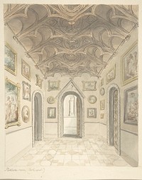 Lea Castle, Worcestershire, Picture Room, Looking West, attributed to John Carter