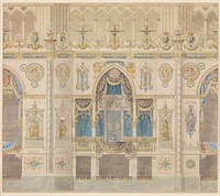 Elevation of Reims Cathedral with the Royal Box for the Coronation of Louis XVIII