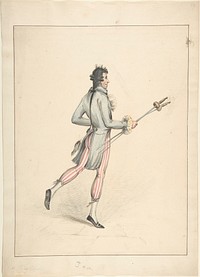 A man holding two fencing foils by Robert Dighton the Elder