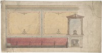 Design for Wall including Chimney and Red Banquette, Anonymous, British, 19th century