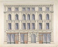 Design for a City Building with Three Shops on the Ground Floor by Anonymous, British, 19th century