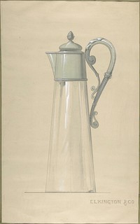 Design for Glass and Silver Water Pitcher, with a Cover