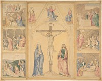 Christ on the Cross with Six Scenes from the Life of Christ by Eduard Jakob von Steinle