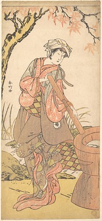 Iwai Kiyotaro in a Shosa Act, Holding a Kine (Pestle)