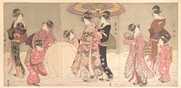 Courtesans and Attendants Making a Giant Snowball by Utagawa Toyokuni