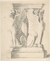 Sketch of a Classical Pedestal with Griffins, attributed to Thomas Hardwick