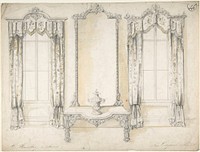 Design for Wall with Fireplace and Side Tables by Charles Hindley and Sons