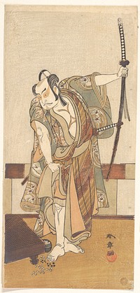 The Third Otani Hiroji as a Samurai of High Rank Standing in a Room by Katsukawa Shunshō