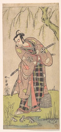 The First Nakamura Nakazo as a Samurai Standing Near a Willow Tree