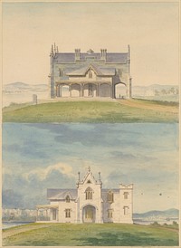 Knoll for William and Philip R. Paulding, Tarrytown (south and east front elevations)  by Alexander Jackson Davis