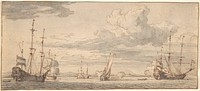 Dutch Ships in a Bay by Willem van de Velde II