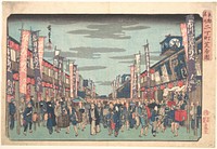 View of the Kabuki Theaters at Sakai-cho on Opening Day of the New Season (Sakai-cho Shibai no Zu), from the series, "Toto Meisho" by Utagawa Hiroshige