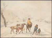 Postilion on Horse in a Winter Landscape 