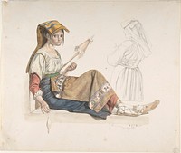 Neapolitan Woman (recto); Study for an Interior (verso) 